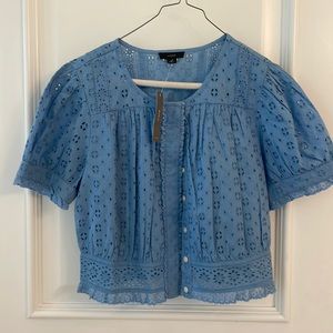 J.Crew cropped blouse light blue size small